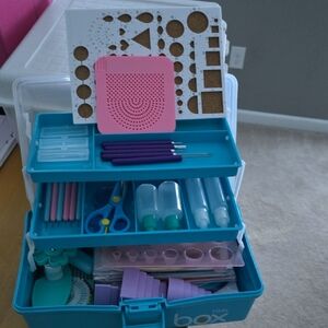 Multi-Compartment Craft Quilling Storage Box Kit with Supplies & Accessories